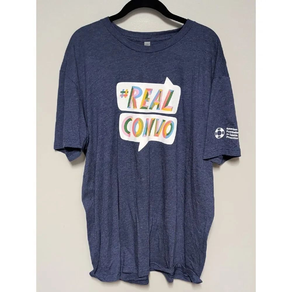 Next Level Apparel Purple Suicide Awareness"#REAL CONVO" Graphic Tee